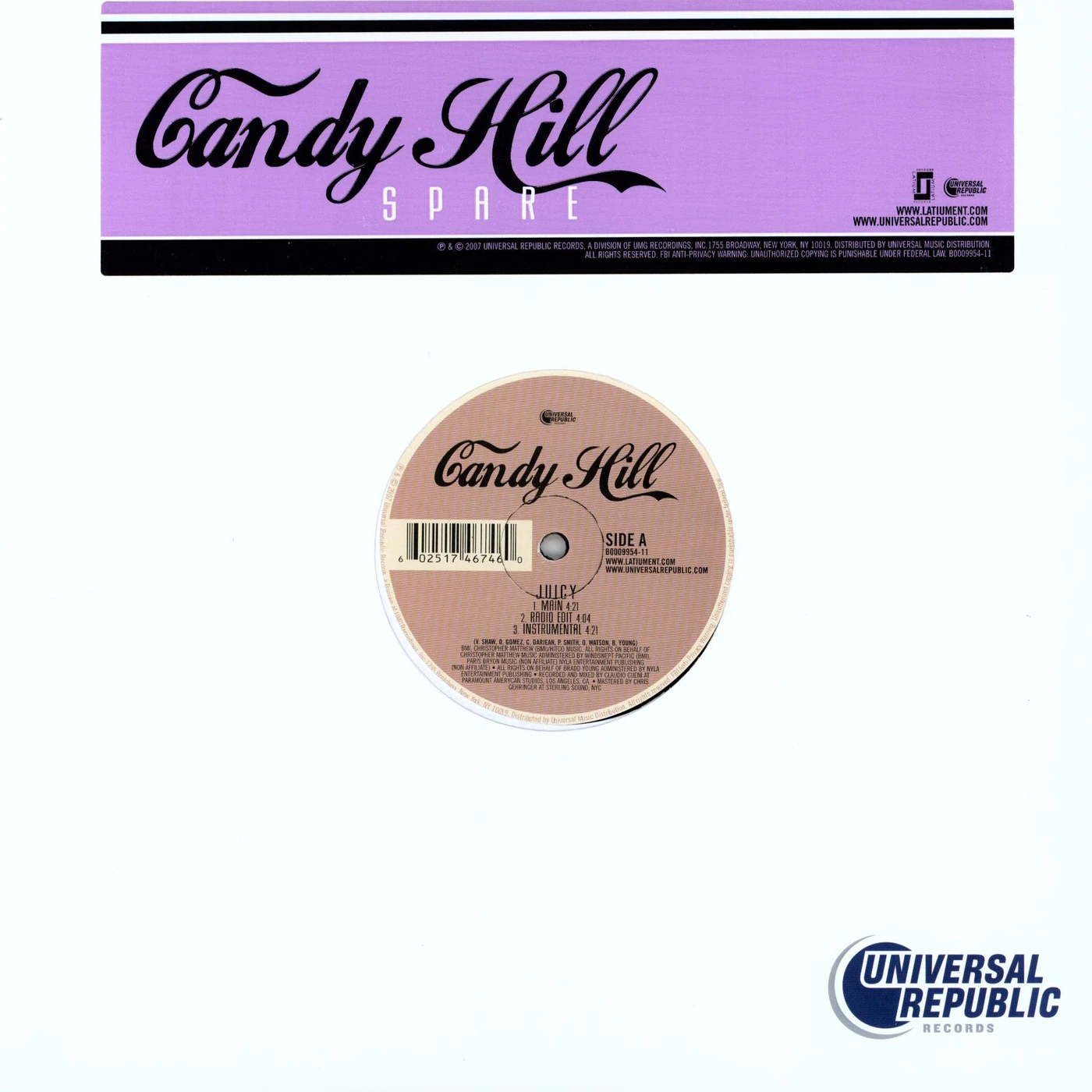 Candy Hill SPARE (X3) / JUICY (X6) Vinyl Record