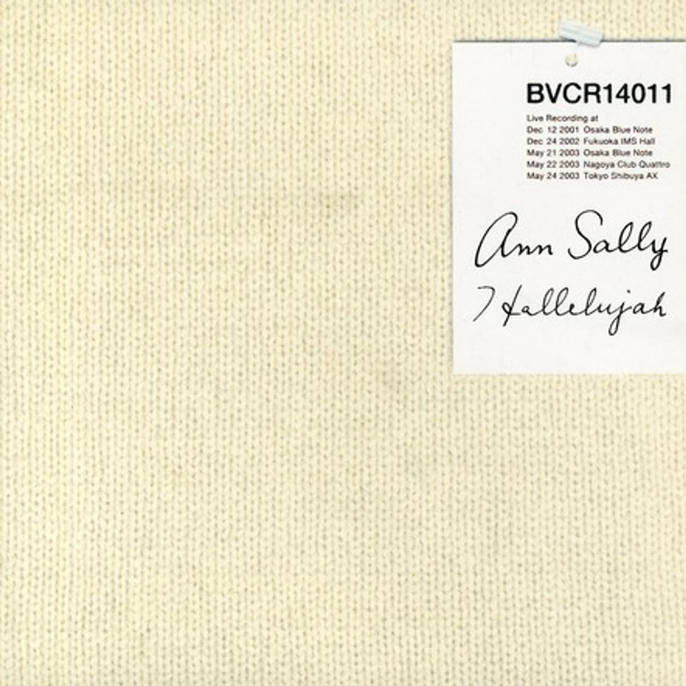 Ann Sally HALLELUJAH-LIVE 2001-2003 CD