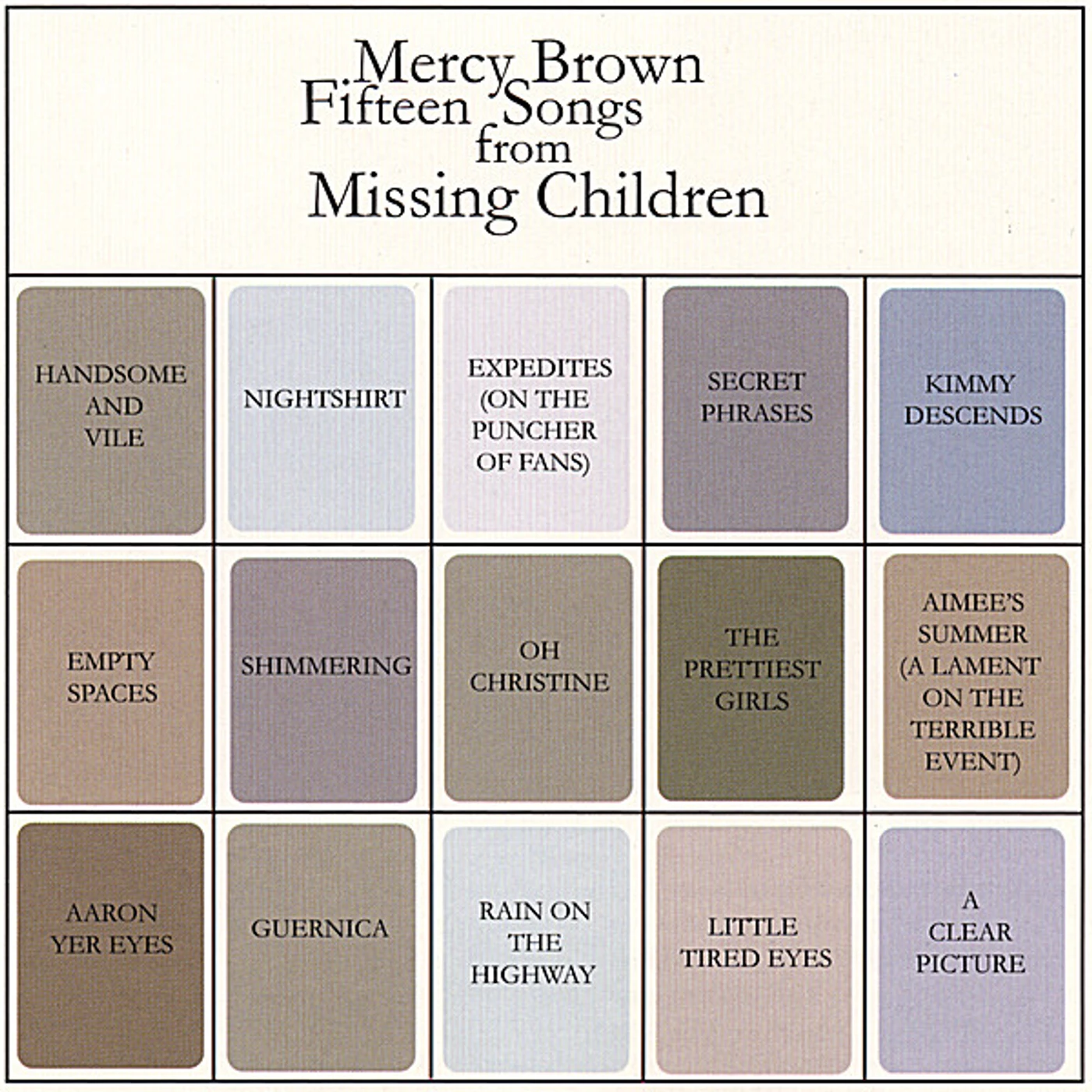 Mercy Brown FIFTEEN SONGS FROM MISSING CHILDREN CD