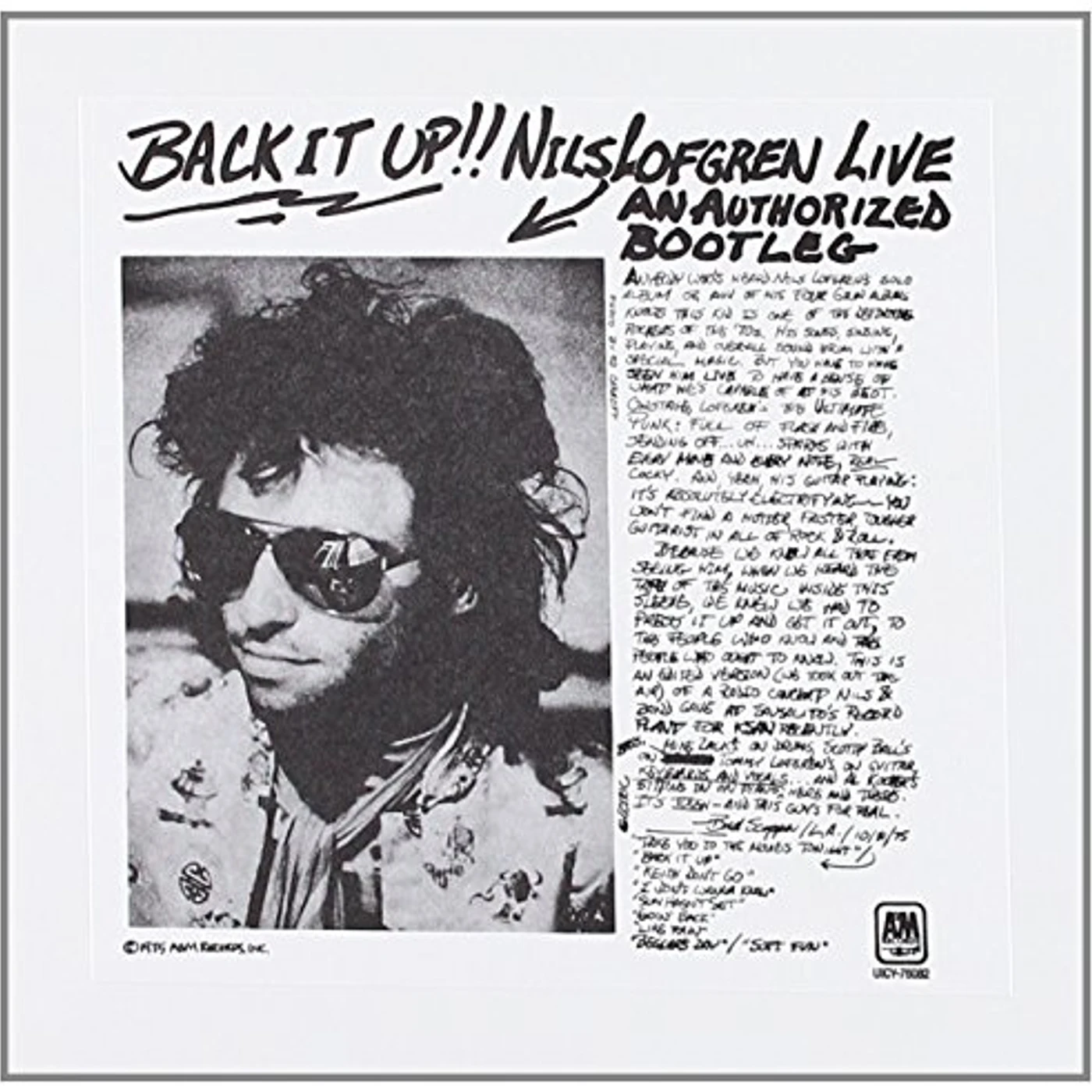 BACK IT UP!! NILS LOFGREN LIVE CD