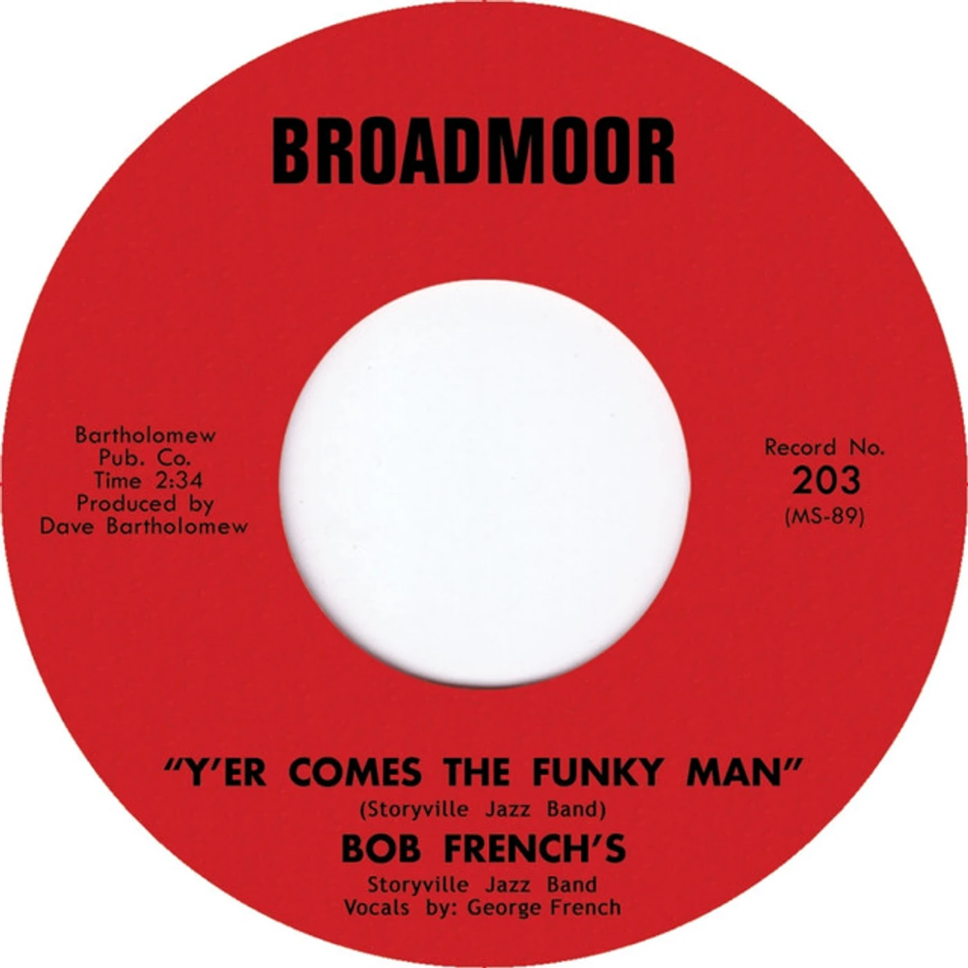Bob Storyville Jazz Band Frenchs Y'er Comes The Funky Man Vinyl Record