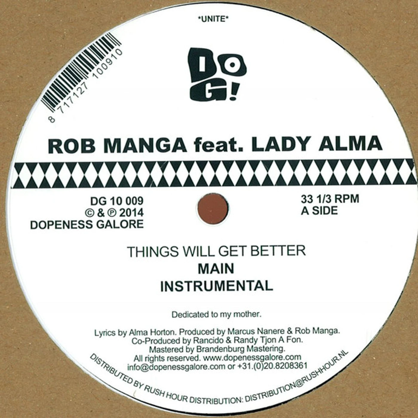 Rob Manga THINGS WILL GET BETTER Vinyl Record