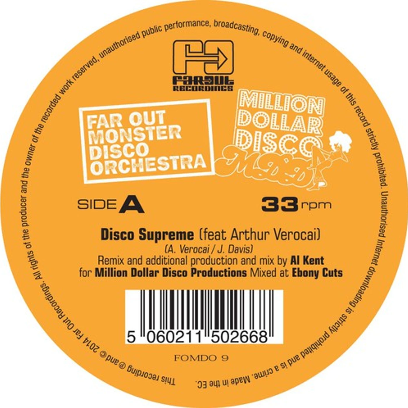 The Far Out Monster Disco Orchestra DISCO SUPREME (AL KENT EDIT) Vinyl Record