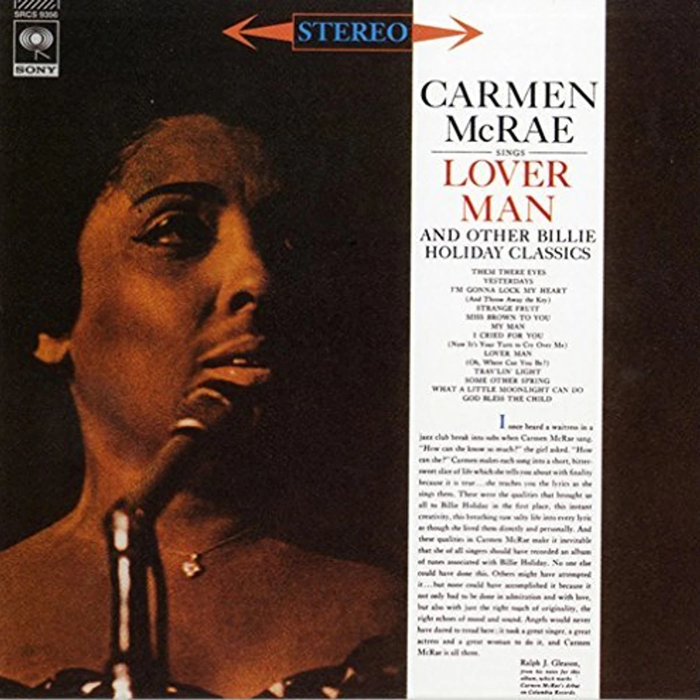 Carmen McRae SINGS LOVER MAN & OTHER BILLIE HOLIDAY CD