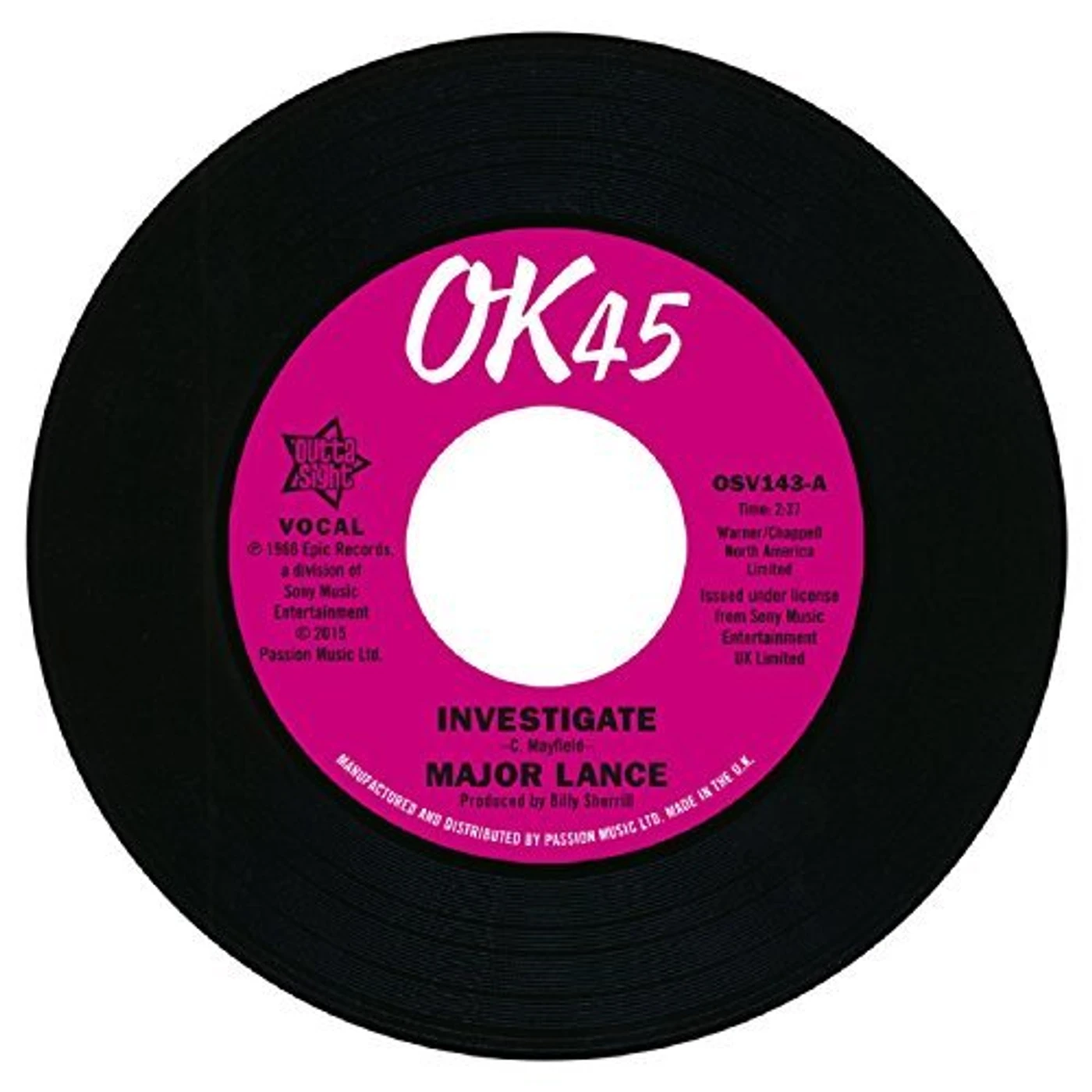 Major Lance INVESTIGATE / IT'S THE BEAT Vinyl Record