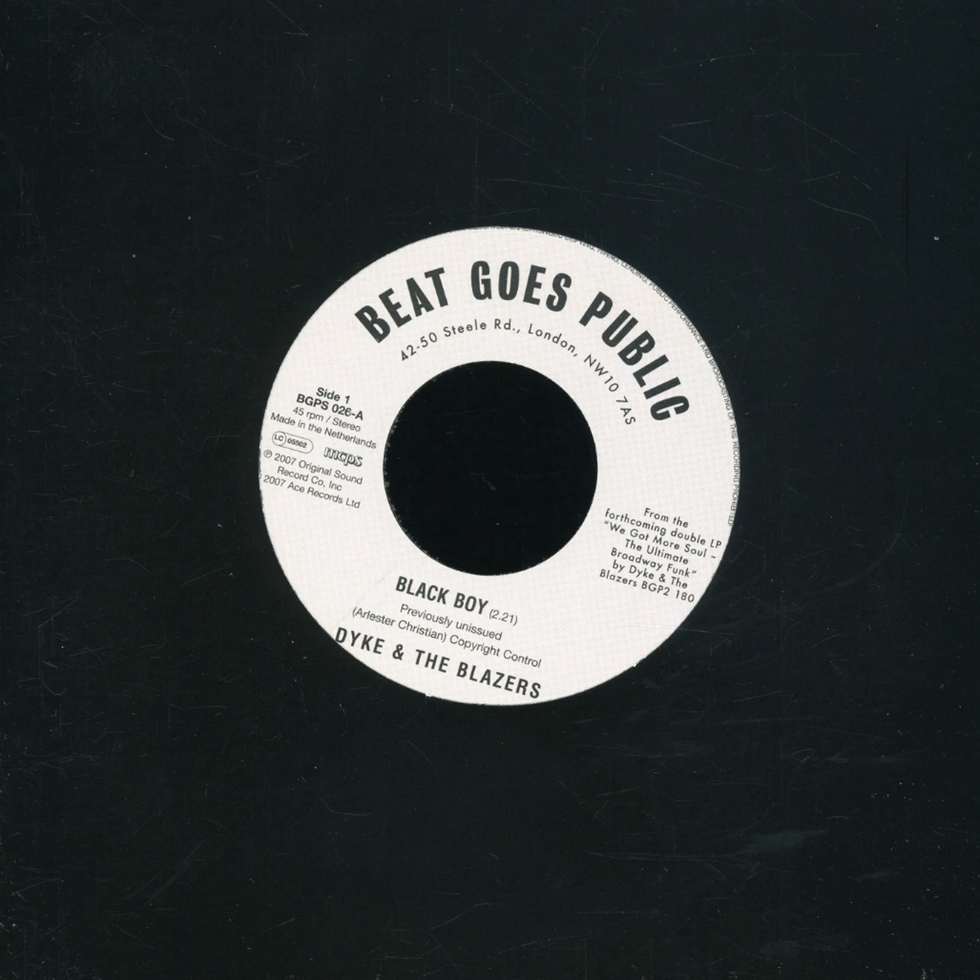 Dyke & The Blazers BLACK BOY / LET A WOMAN BE A WOMAN LET A MAN BE Vinyl Record