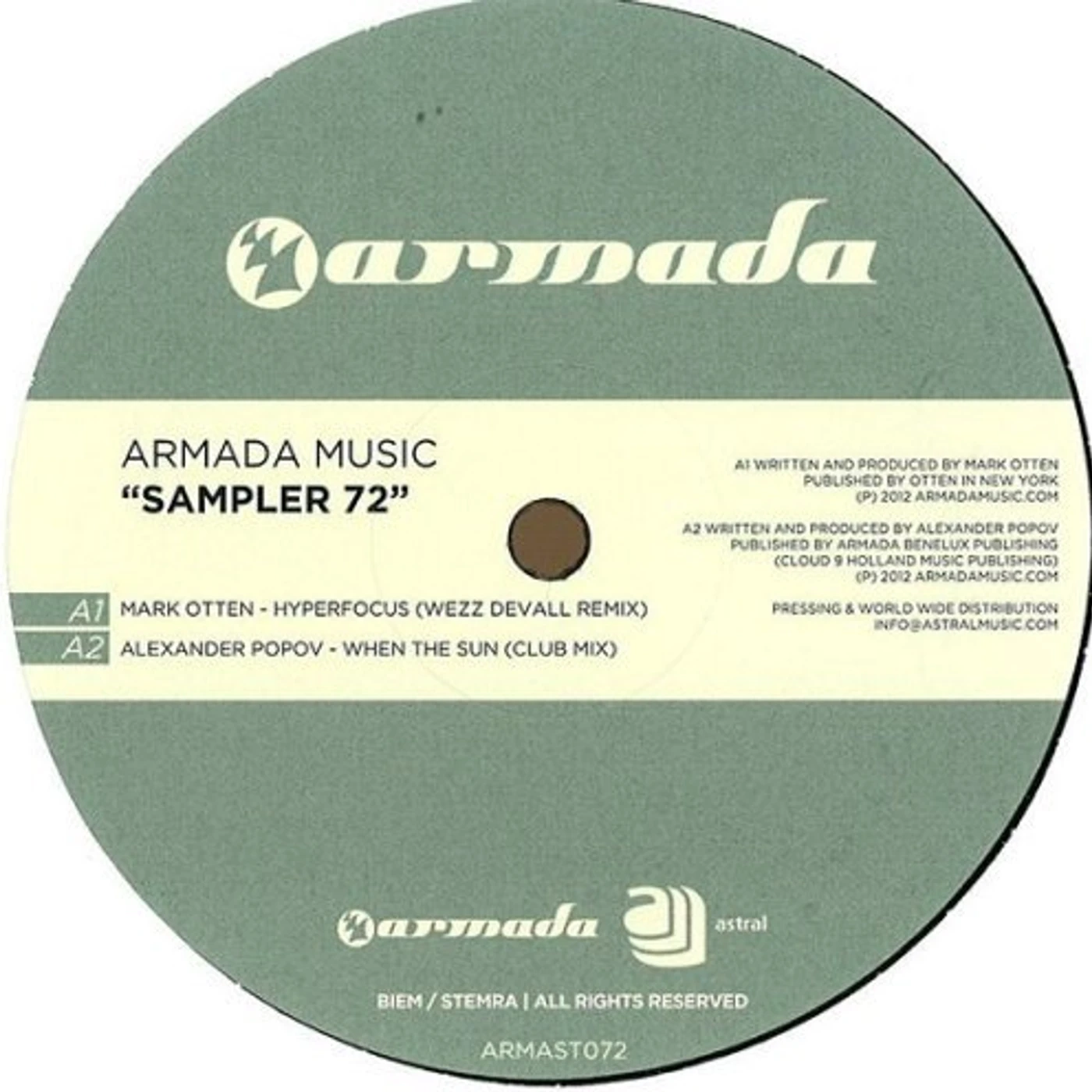 ARMADA MUSIC SAMPLER 72 Vinyl Record - Holland Release