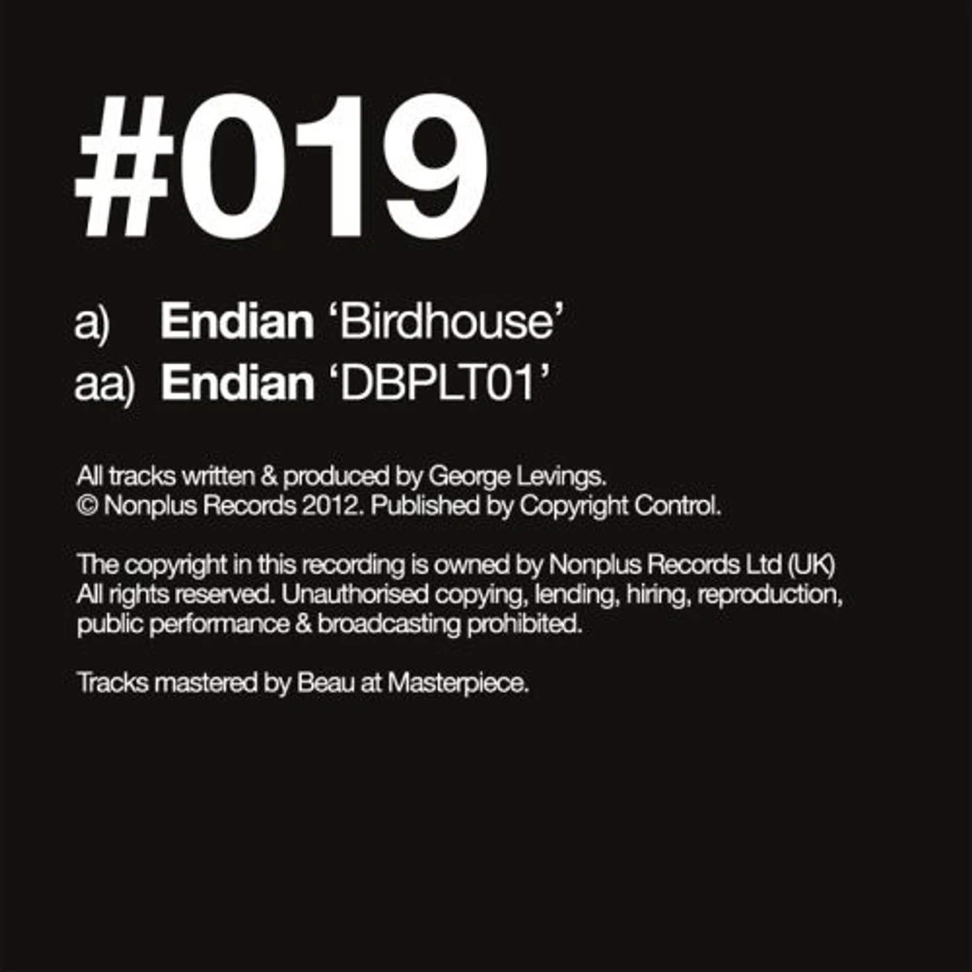 Endian BIRDHOUSE Vinyl Record