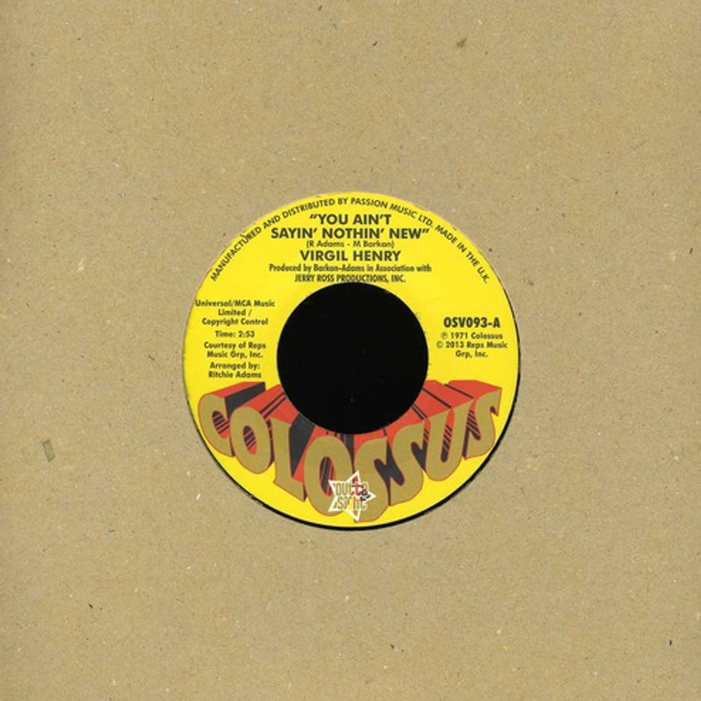 Virgil Henry YOU AIN'T SAYING NOTHING NEW Vinyl Record