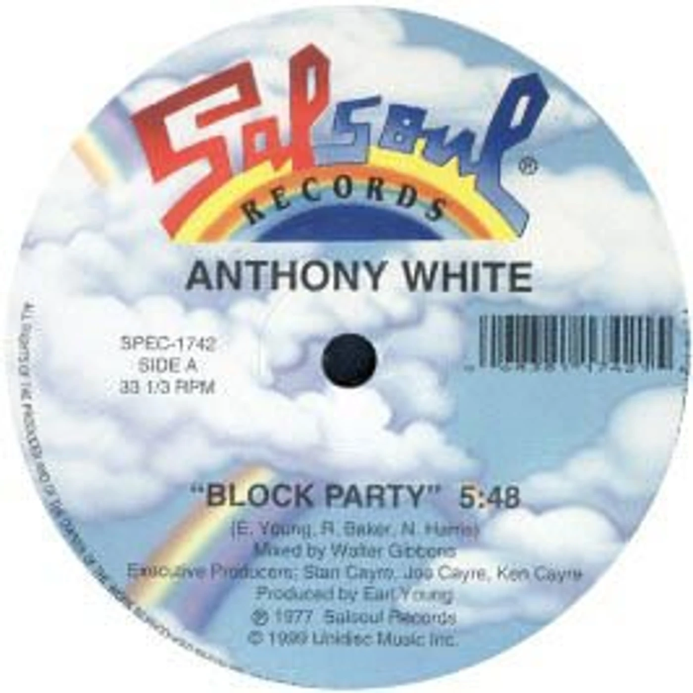 Anthony White BLOCK PARTY/I CAN'T TURN YOU LOOSE Vinyl Record