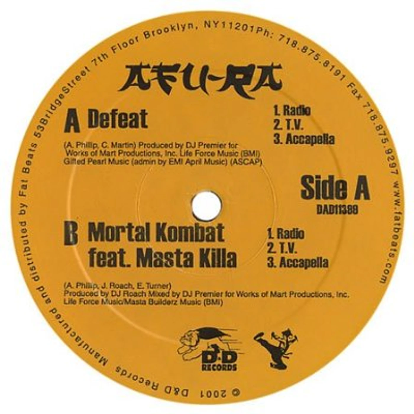 Afu-Ra DEFEAT / MORTAL KOMBAT Vinyl Record