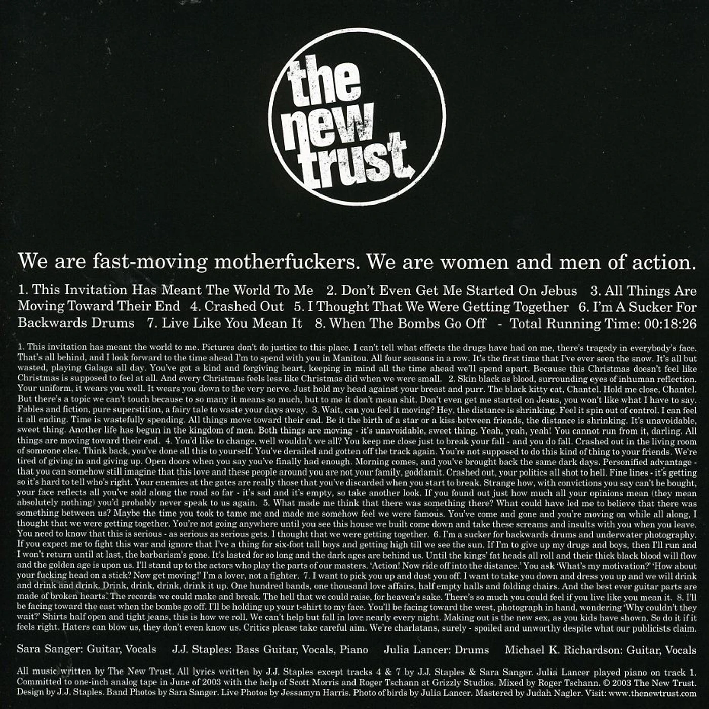 The New Trust WE ARE FAST-MOVING MOTHERFUCKERS WE ARE WOMEN CD