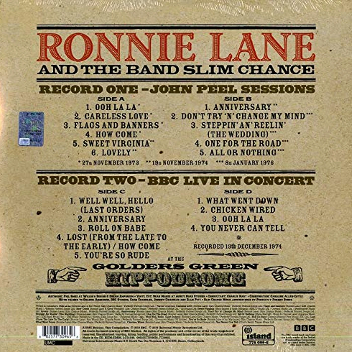 Ronnie Lane AT THE BBC Vinyl Record