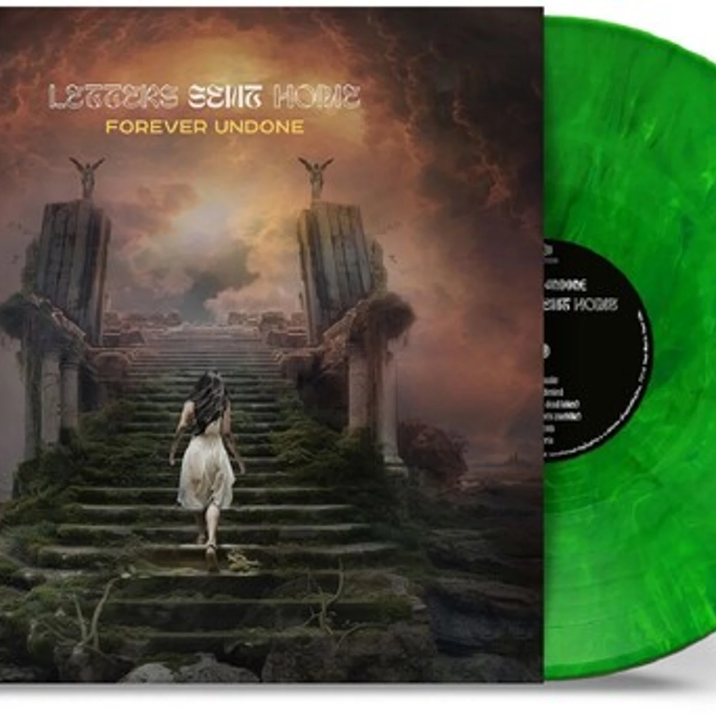 Letters Sent Home FOREVER UNDONE - CREAM & DARK GREEN MARBLE Vinyl Record