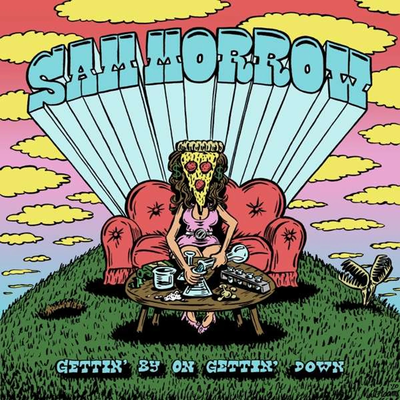 Sam Morrow GETTIN' BY ON GETTIN' DOWN (RED SKY VINYL) Vinyl Record
