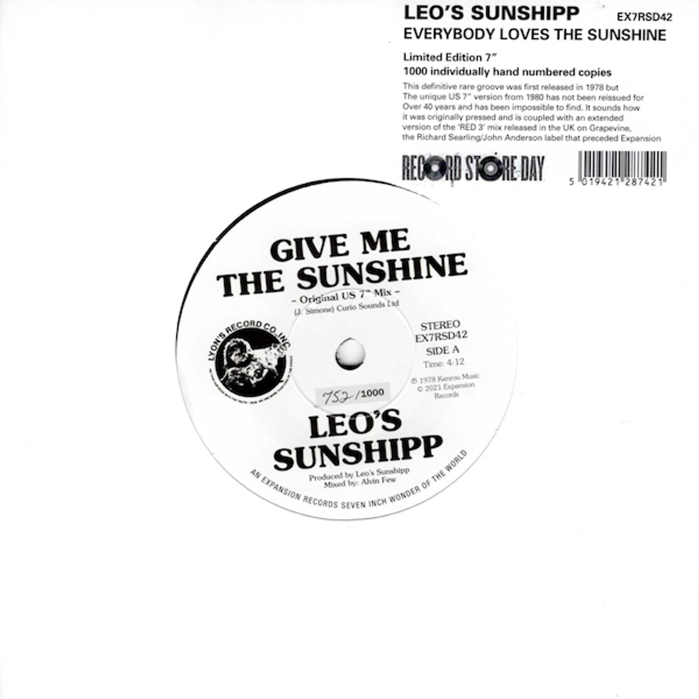 Leo's Sunshipp EVERYBODY LOVES THE SUNSHINE Vinyl Record