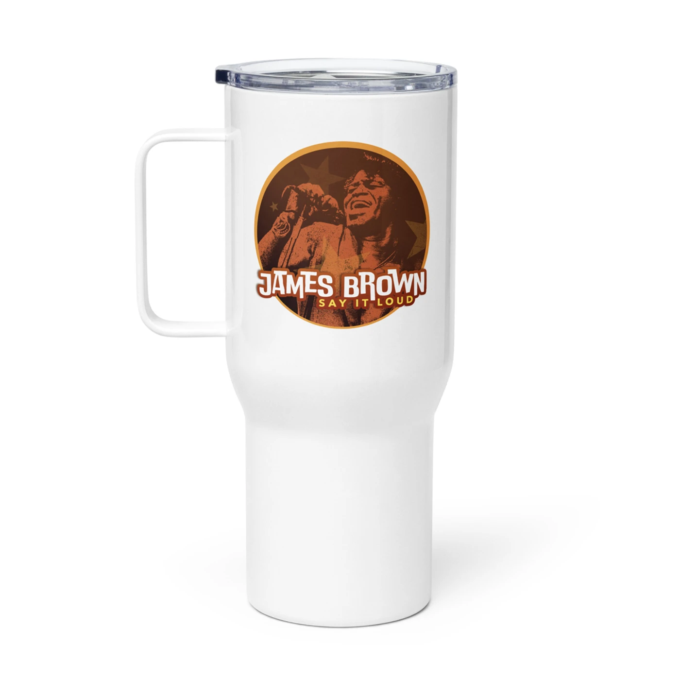 James Brown Say It Loud Stars Travel Mug with a Handle
