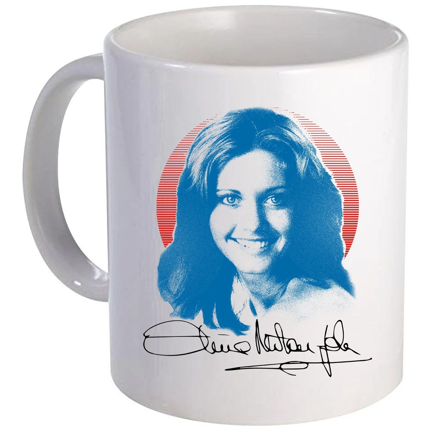 Olivia Newton-John Smiles & Signs Ceramic Mug