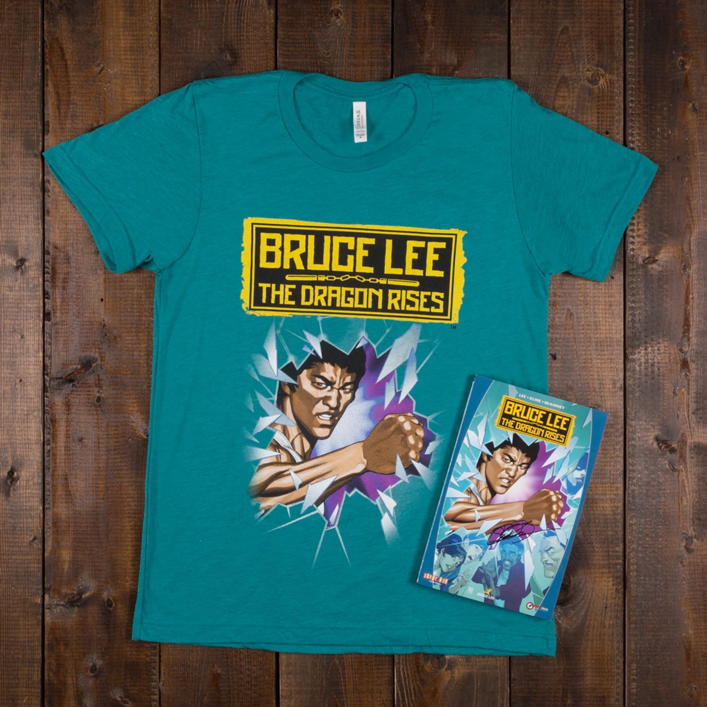 Bruce Lee The Dragon Rises Signed Trade Paperback + T-Shirt Bundle