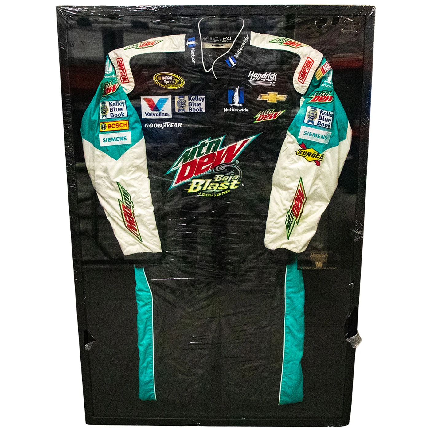 Hendrick Motorsports Shadowboxed Dale Earnhardt Jr. Mtn Dew Baja Blast Race Worn Crew Suit