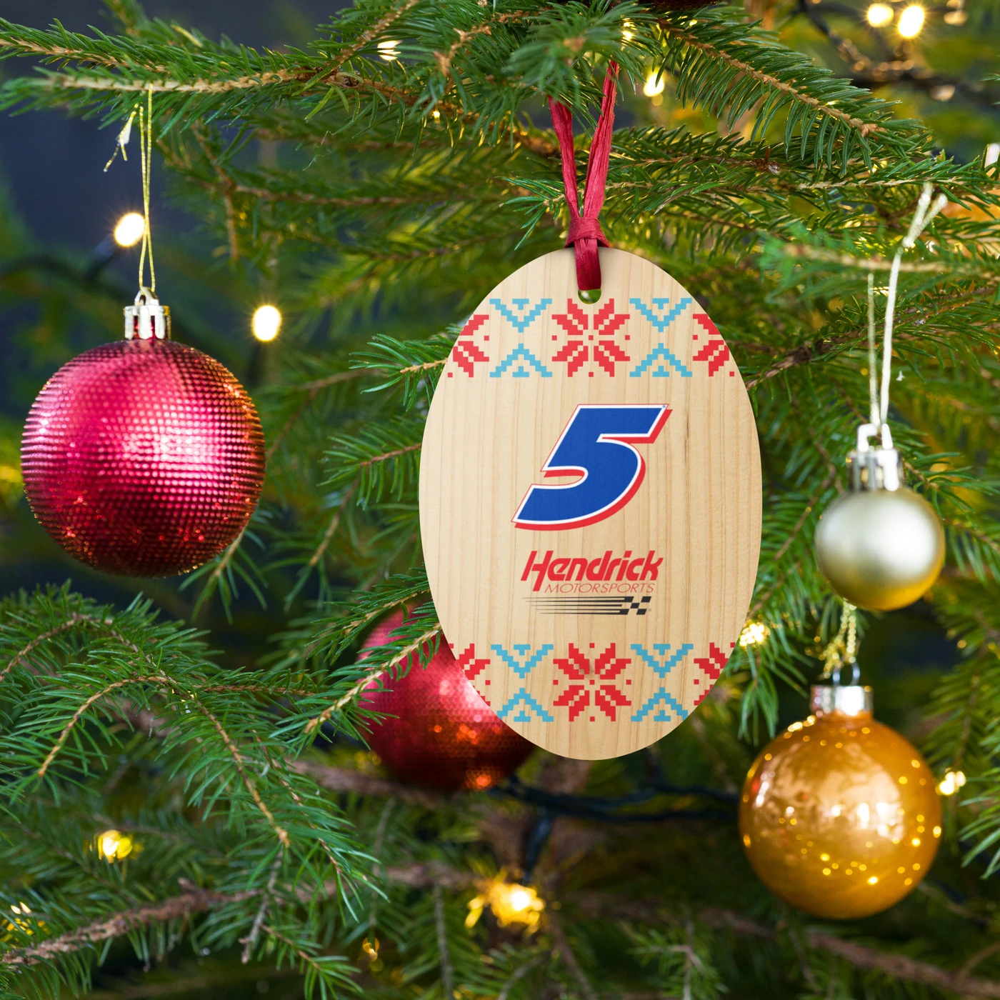Hendrick Motorsports Kyle Larson #5 Ugly Sweater Wooden Ornament