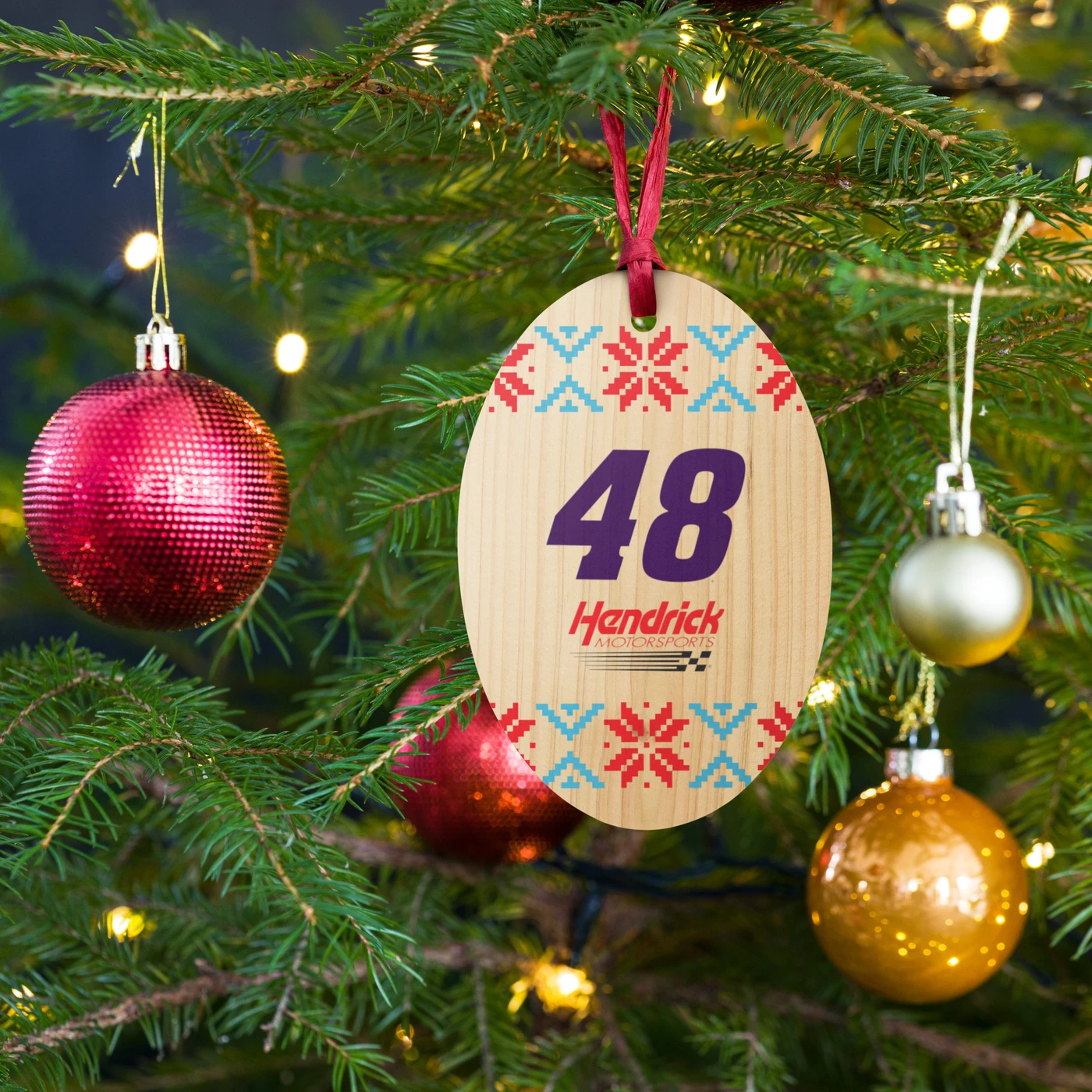 Hendrick Motorsports Alex Bowman #48 Ugly Sweater Wooden Ornament
