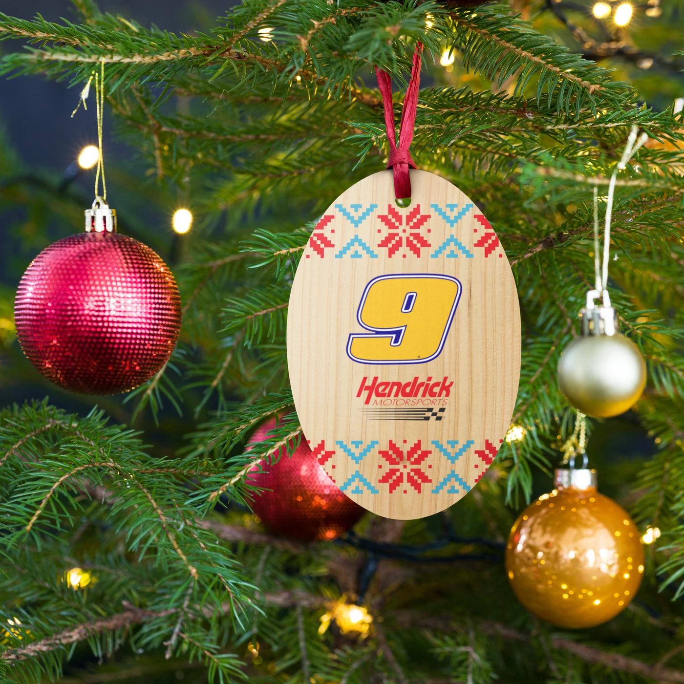 Hendrick Motorsports Chase Elliott #9 Ugly Sweater Wooden Ornament