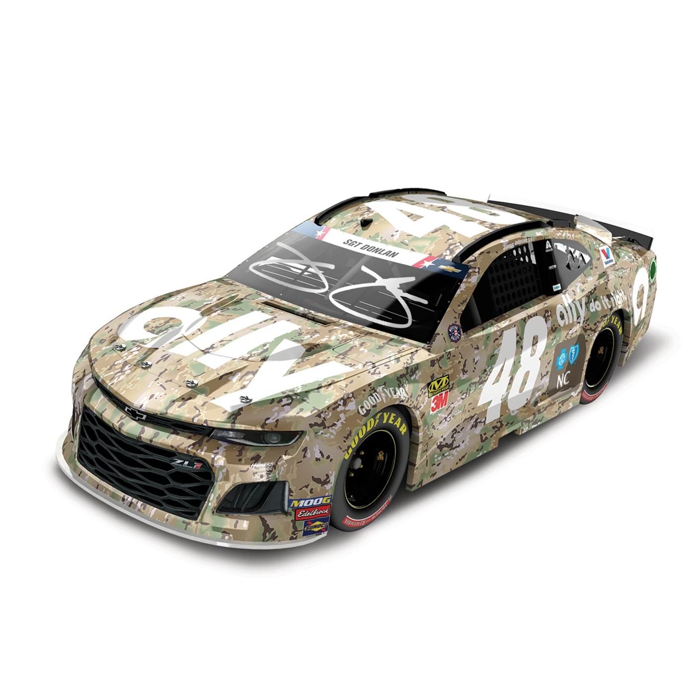 Autographed Jimmie Johnson 2019 #48 NASCAR Ally Patriotic Elite 1:24 - Die Cast