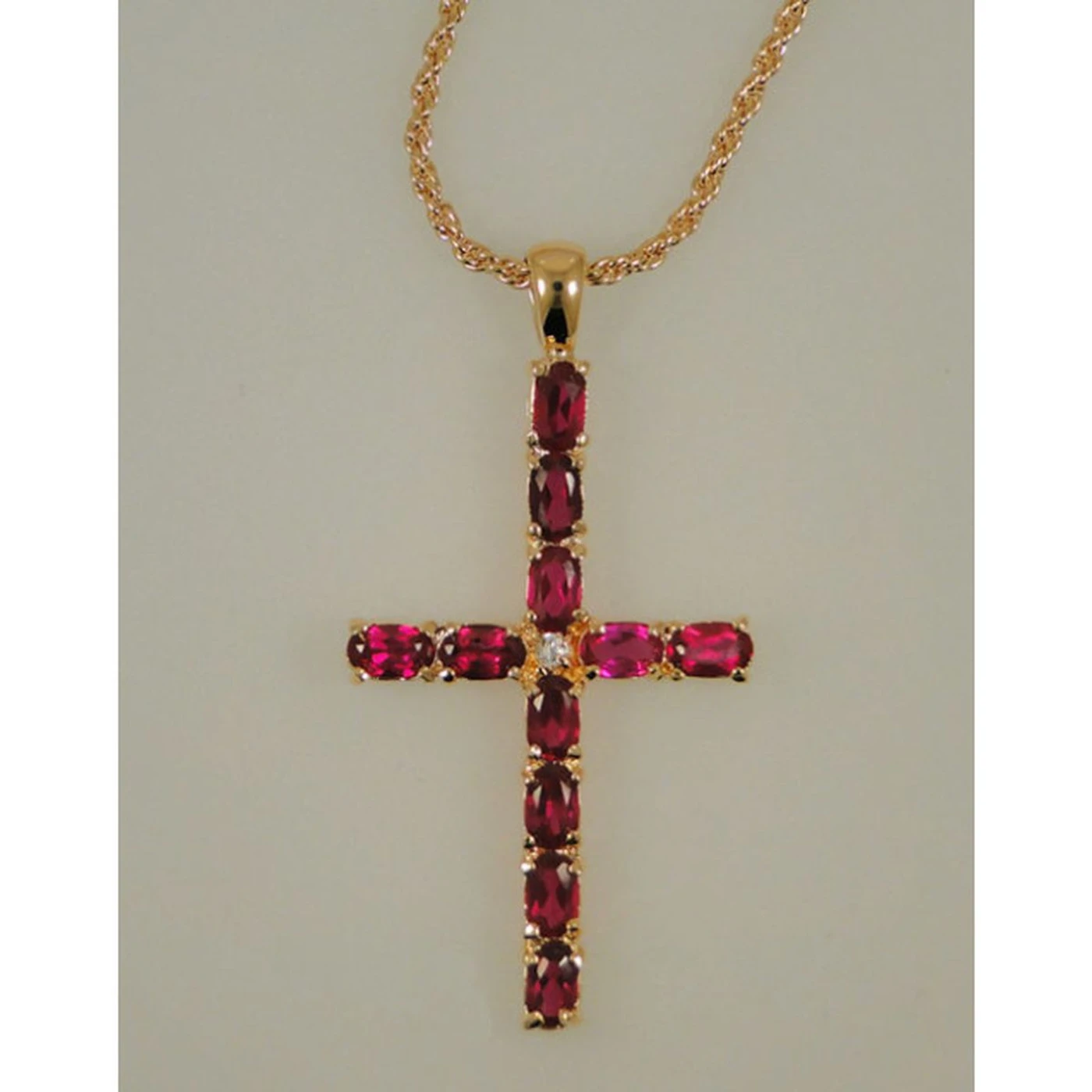 Elvis Presley Lowell Hays Cross Set with Swarovski Crystals 18K Gold Necklace