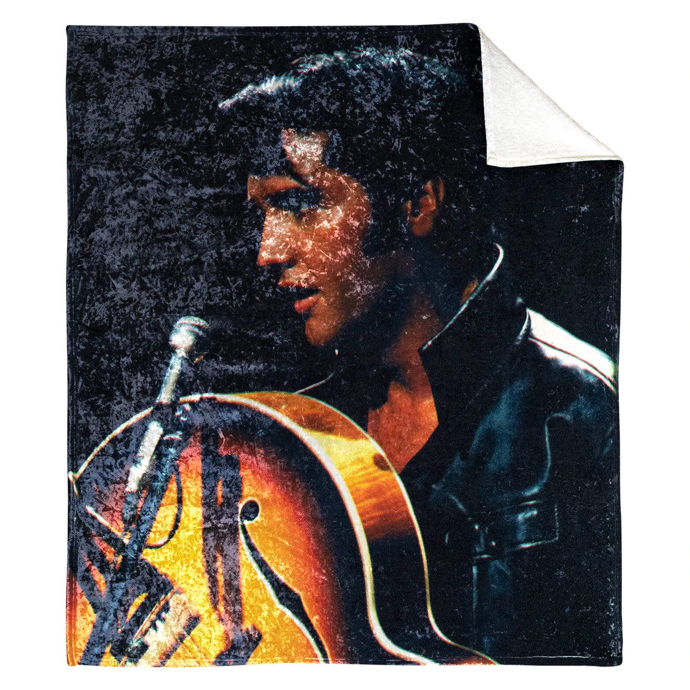 Elvis Presley 68 Guitar 50 x 60 Crushed Velvet Fleece Throw Blanket
