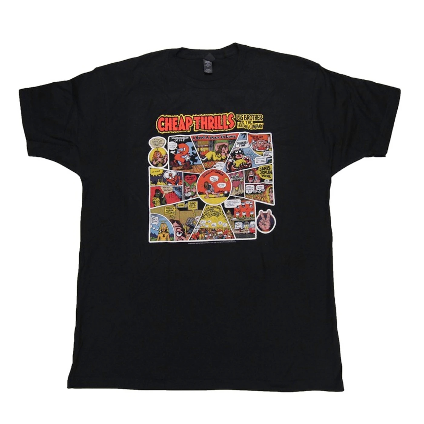 Janis Joplin Black Cheap Thrills Cartoon T-Shirt