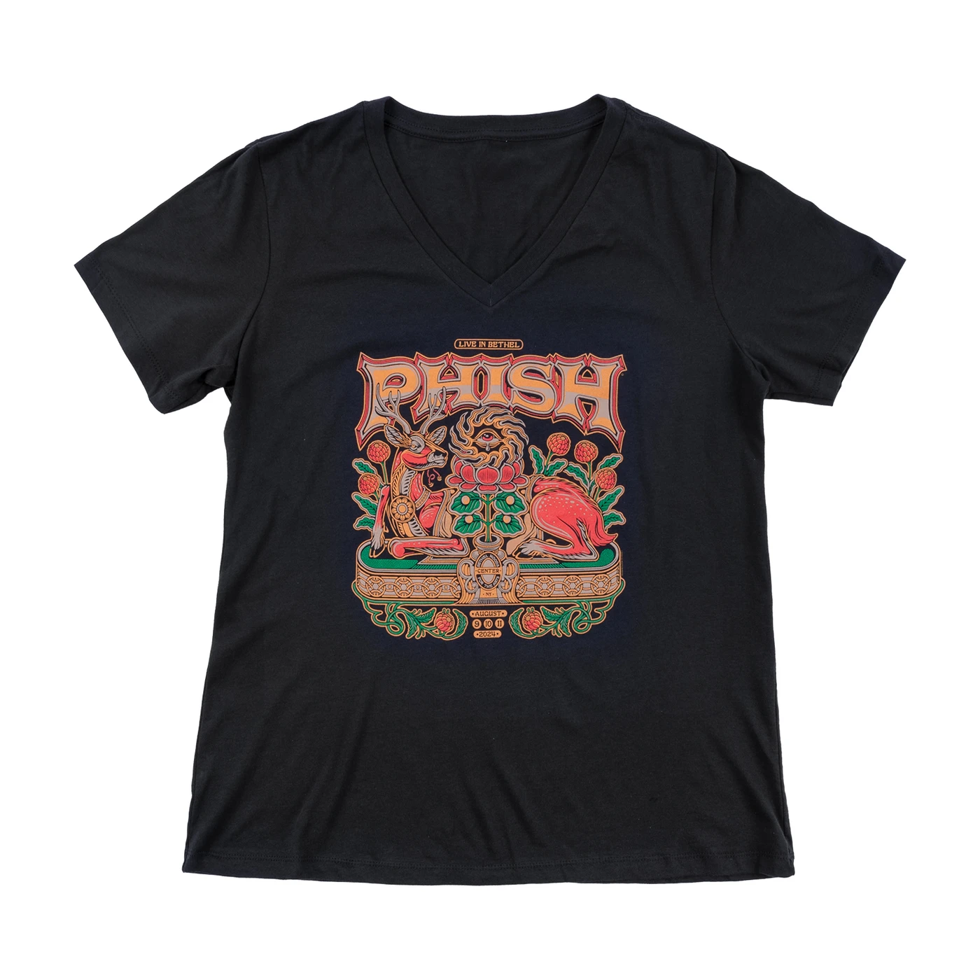 Phish Bethel Woods Women's Event V-Neck Tee Dark Grey