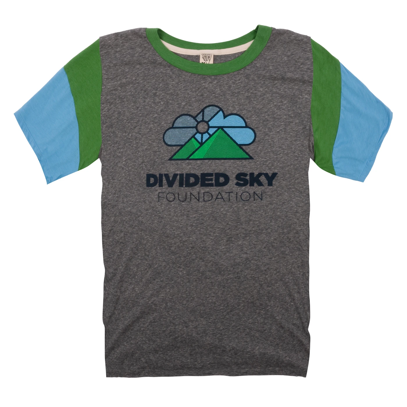 Phish Divided Sky CAMP Tee on Tri-Grey/Blue/Green