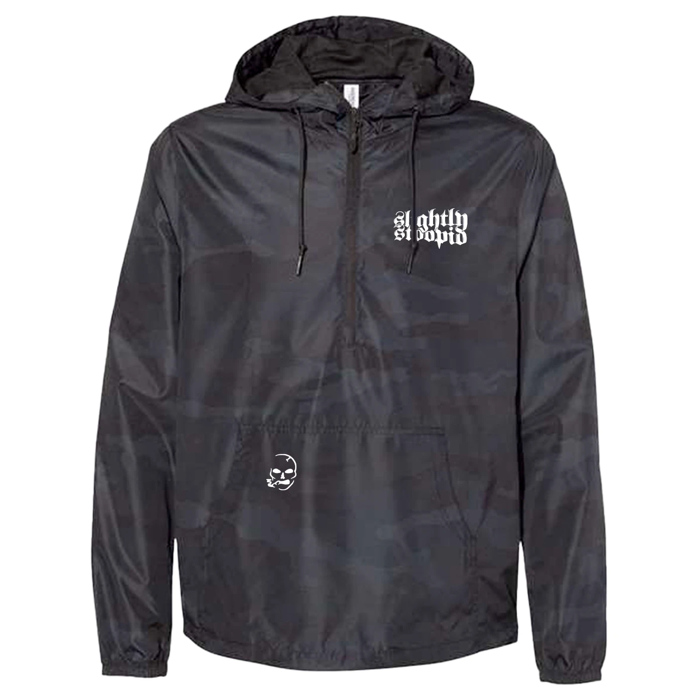 Slightly Stoopid Smoking Skull Quarter-Zip Camo Windbreaker