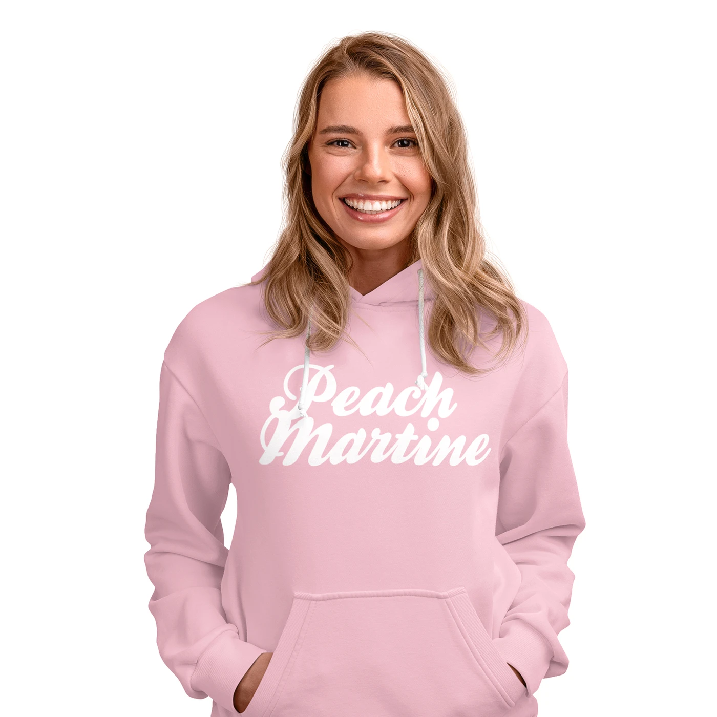 Peach Martine Logo Hoodie on Pink