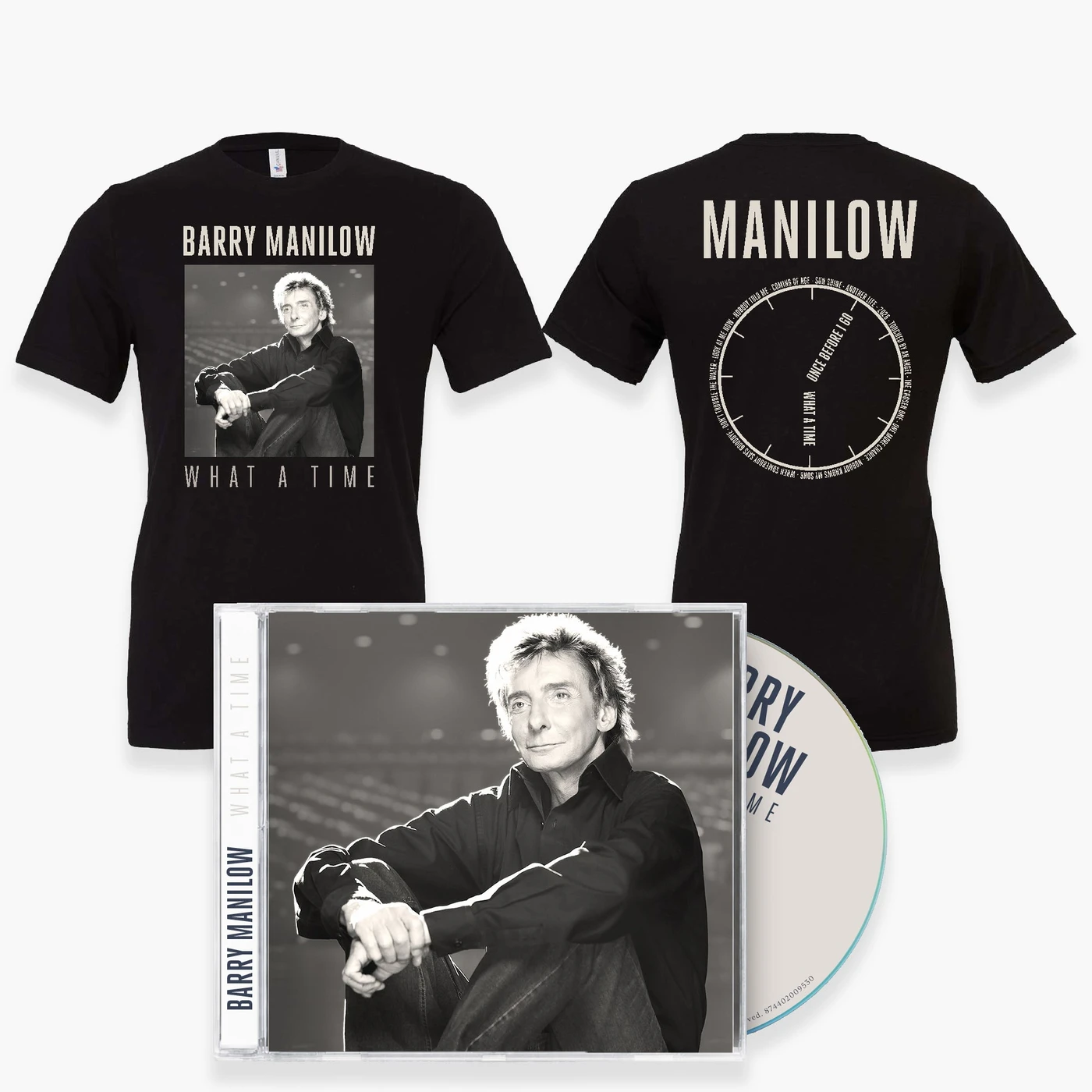 Barry Manilow What A Time Clock Tee + CD Fan Pack
