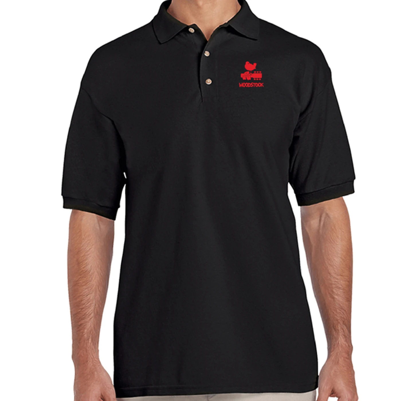 Woodstock Bird & Guitar Red Logo Polo Shirt