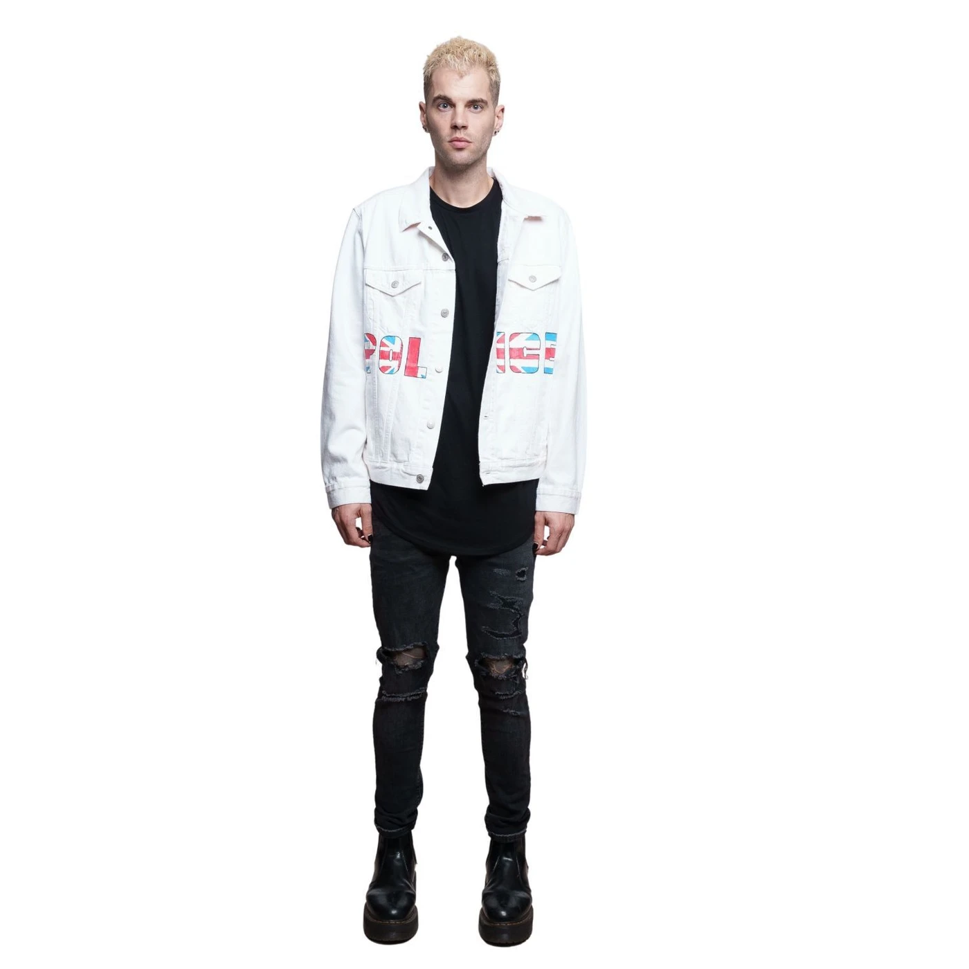 The Police Hand Painted Men's Denim Jacket