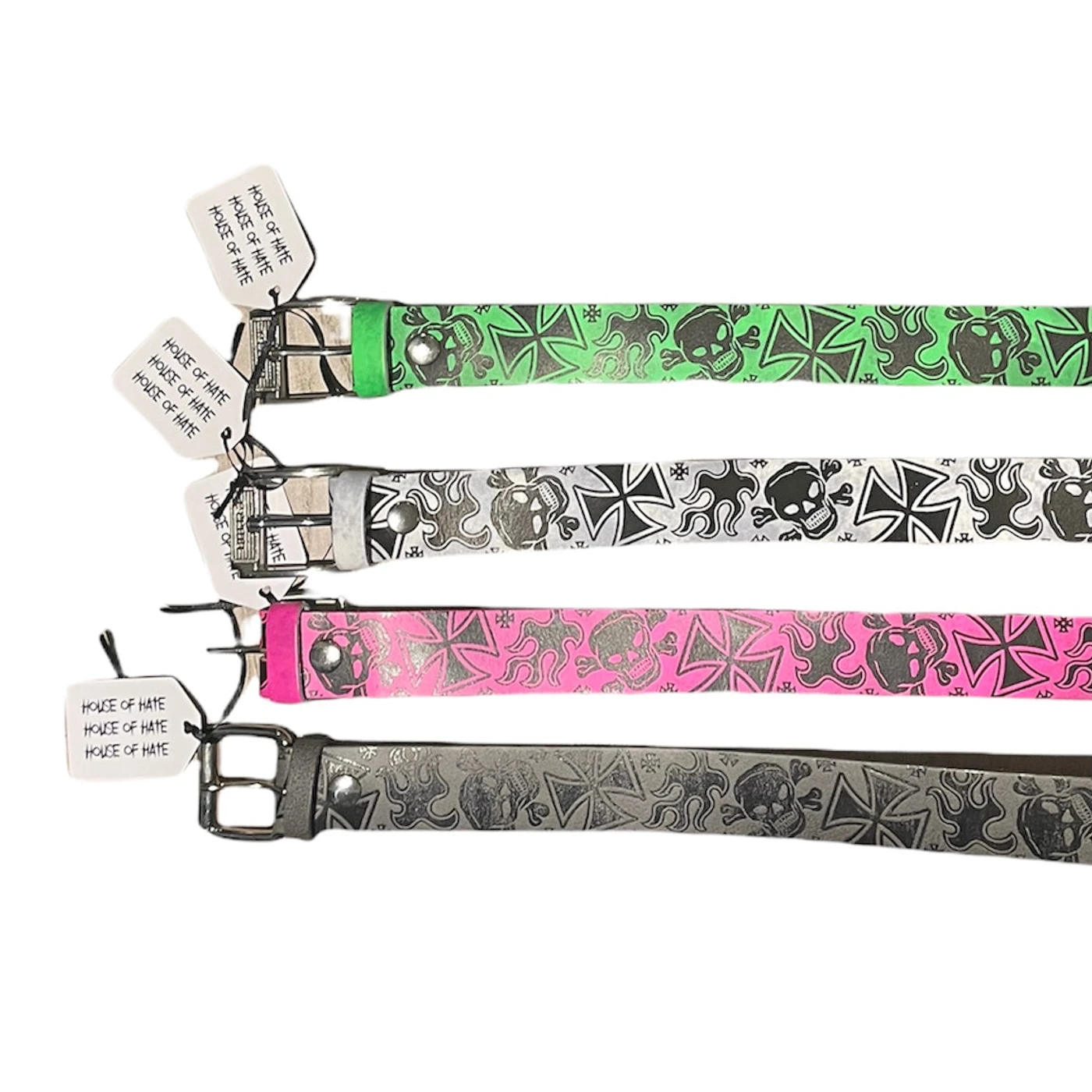 House of Hate "Skulls and Crosses" Real Leather Belt - S / M / L / XL
