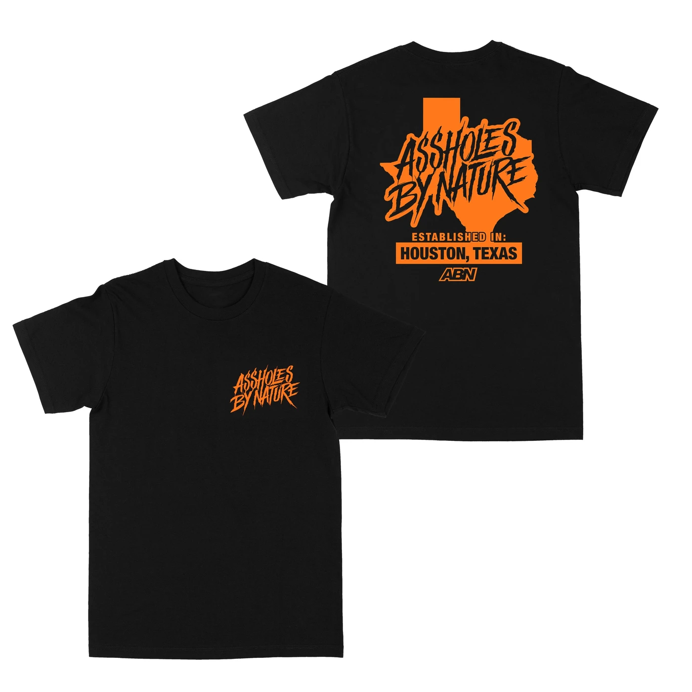 TraeMerch Assholes By Nature Established "Orange Logo" Black Tee,