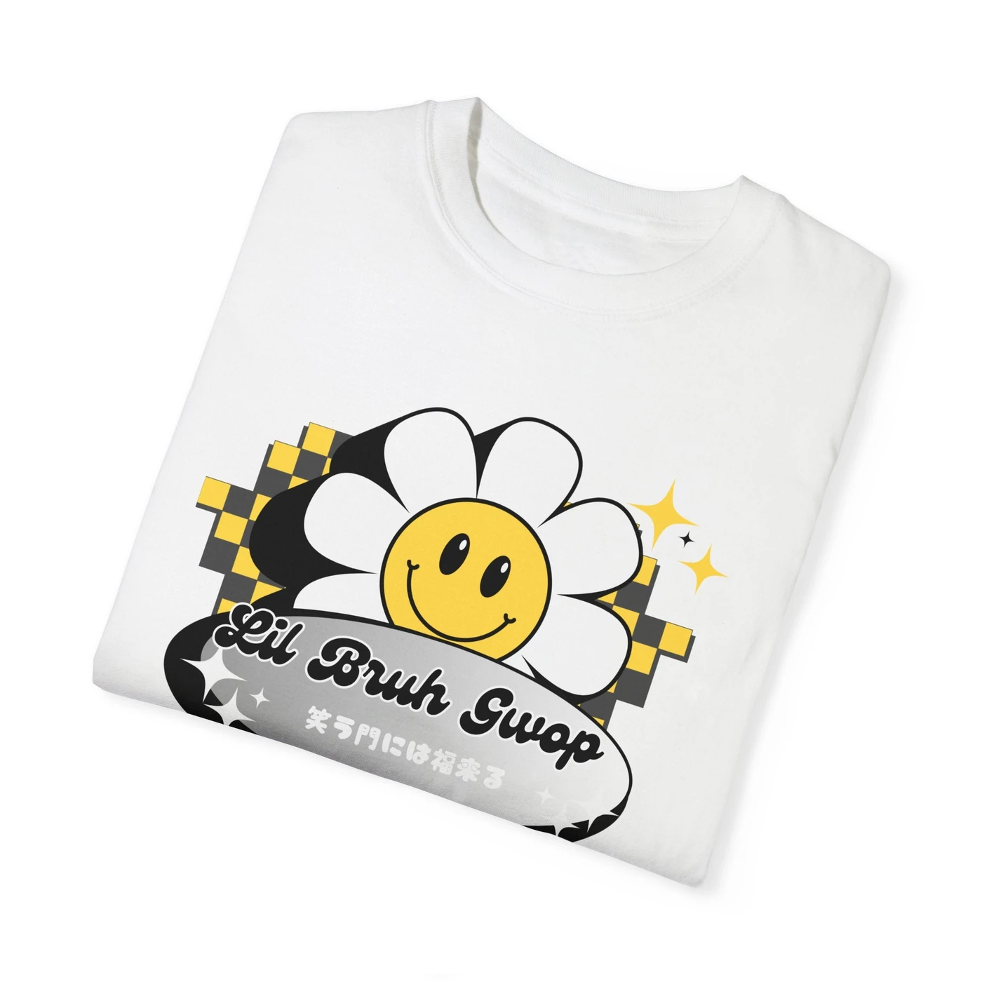 Lil Bruh Gwop SMILE FLOWER TEE - WHITE/YELLOW