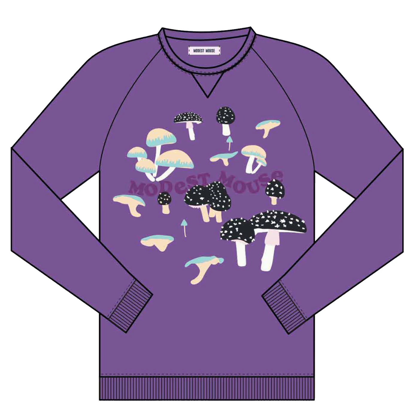 Modest Mouse Mushroom Pattern Crewneck Purple