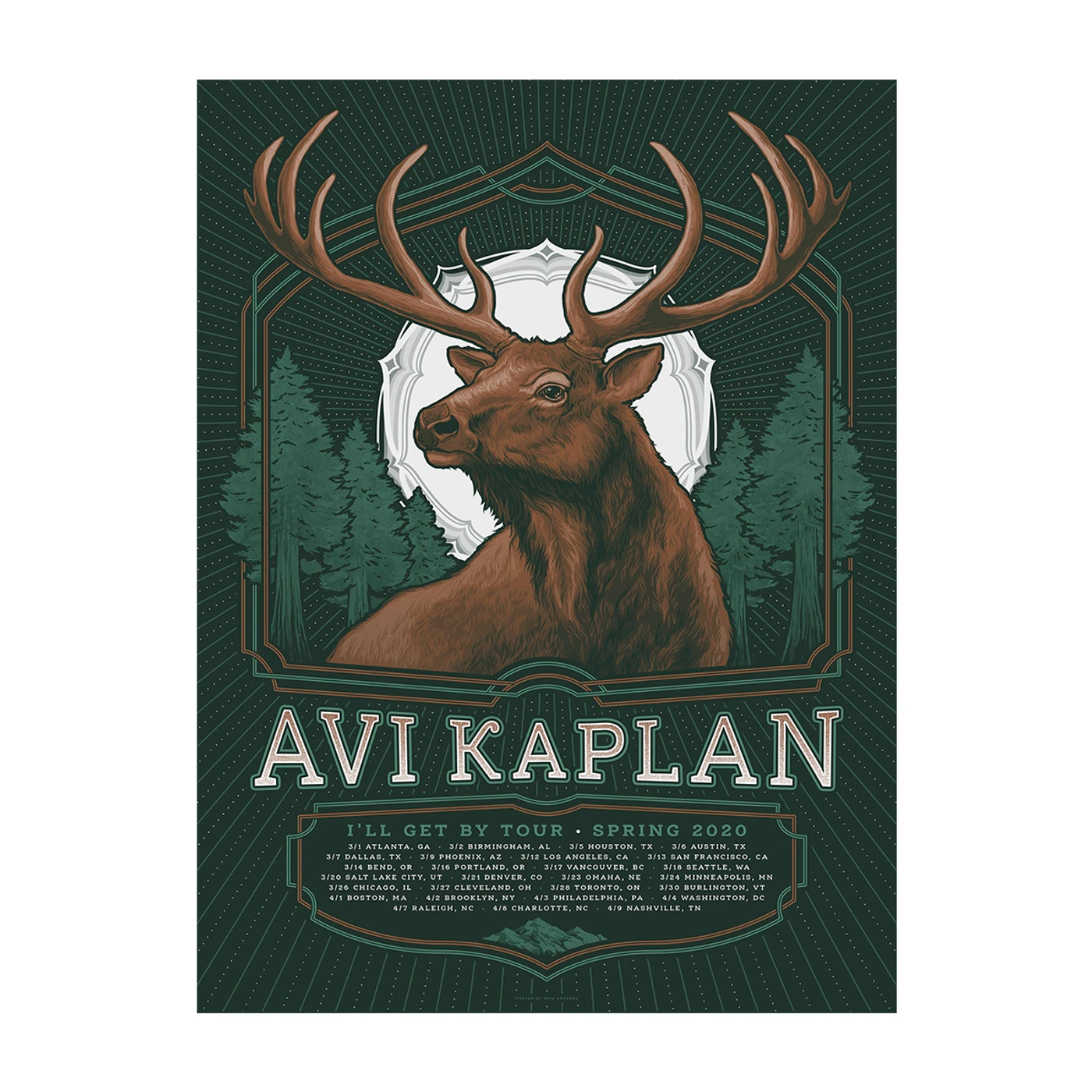 Avi Kaplan Green 2020 I'll Get By Tour Poster