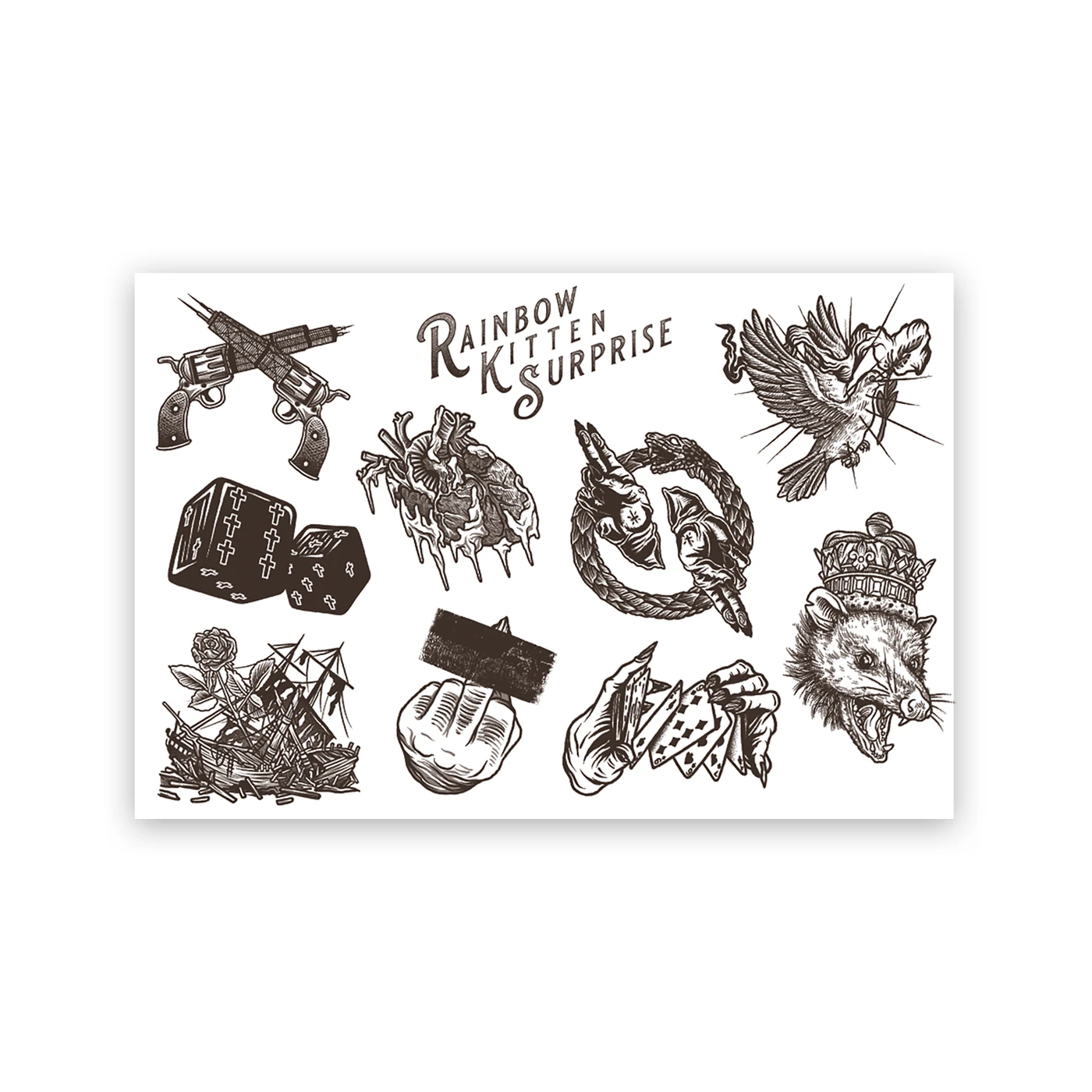 Rainbow Kitten Surprise RKS Temporary Tattoo Sheet