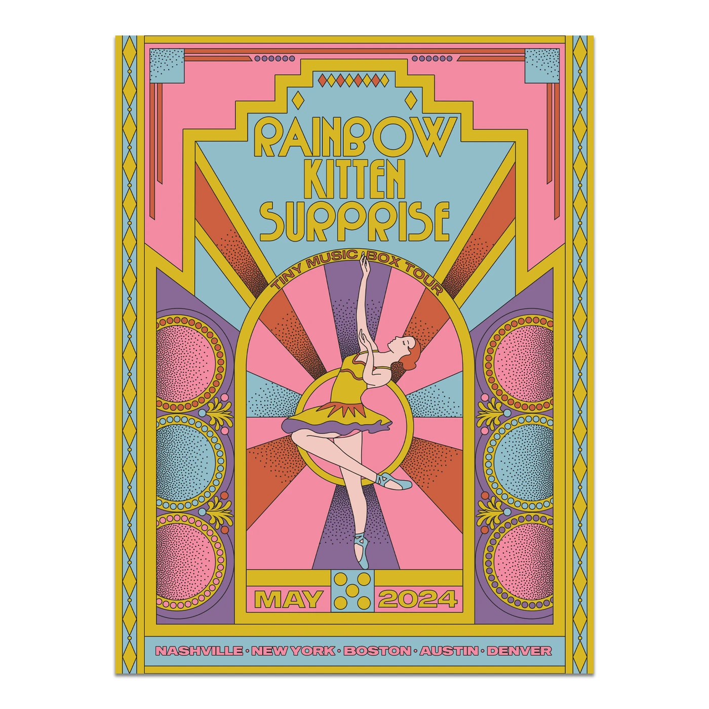 Rainbow Kitten Surprise Tiny Music Box Spring Tour Poster  Rainbow Foil Version 18x24