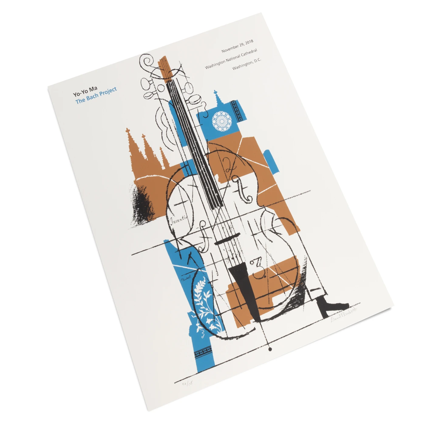 Yo-Yo Ma The National Cathedral 2018 Poster by David Plunkert (signed)