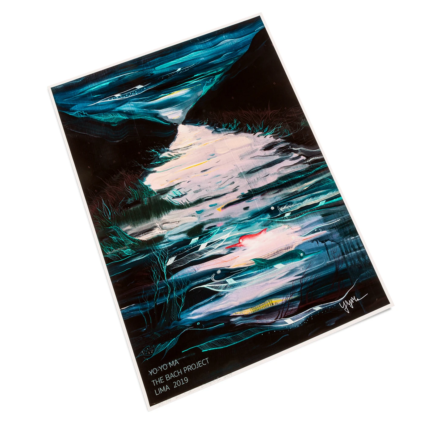 Yo-Yo Ma Poster by Sylvia Fernández & Rember Yahuarcani: Bach Project - Lima, Peru 2019 (signed)
