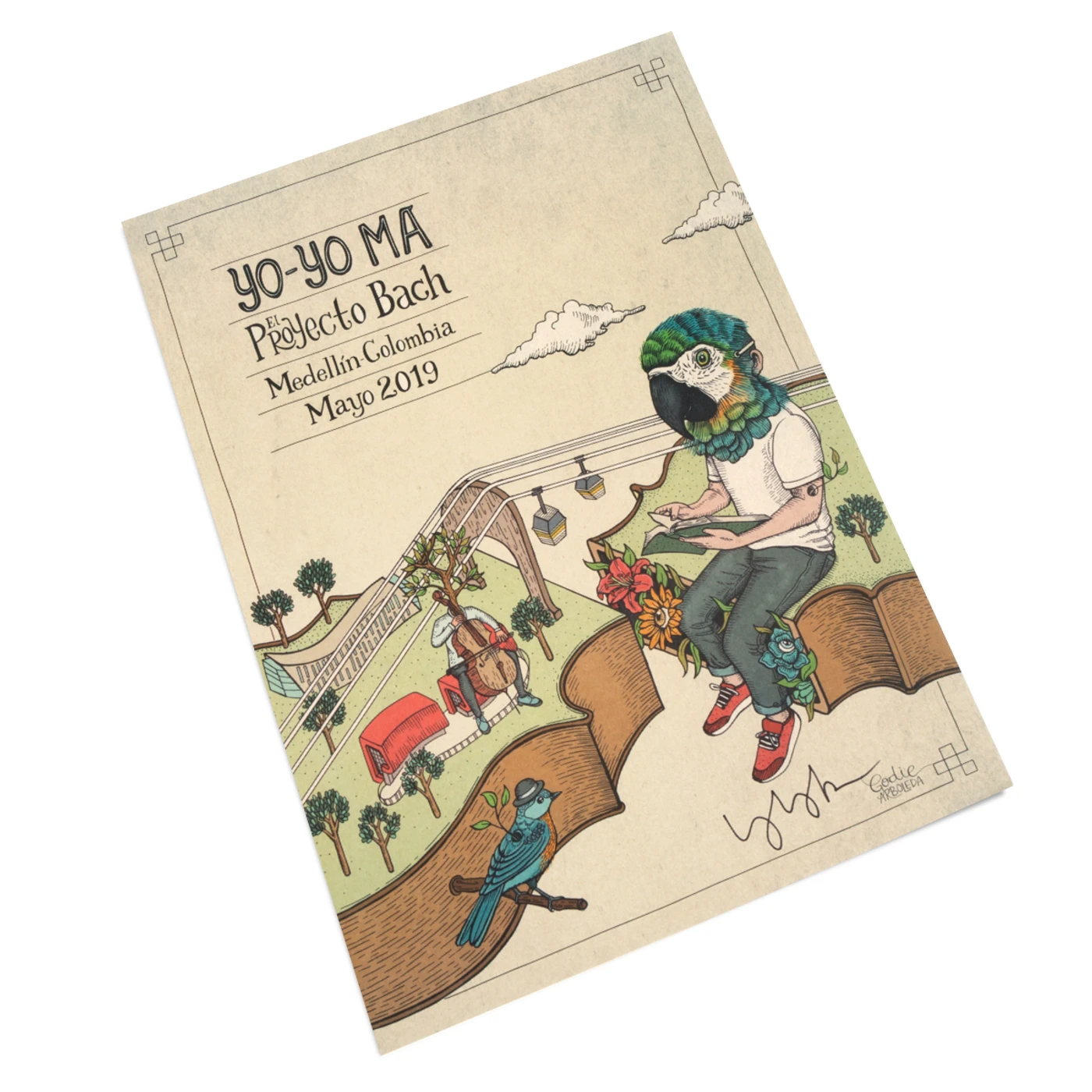 Yo-Yo Ma Poster by Godie Arboleda: Bach Project — Medellín, Colombia 2019 (Signed)