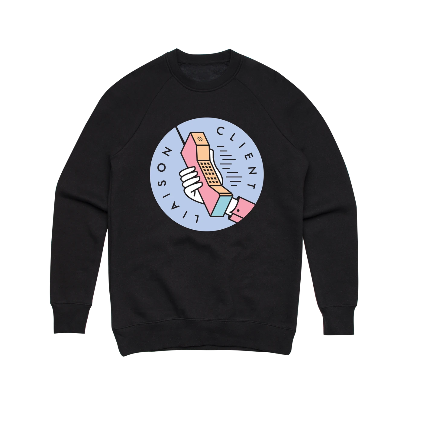 Client Liaison Phone / Black Crew Sweater
