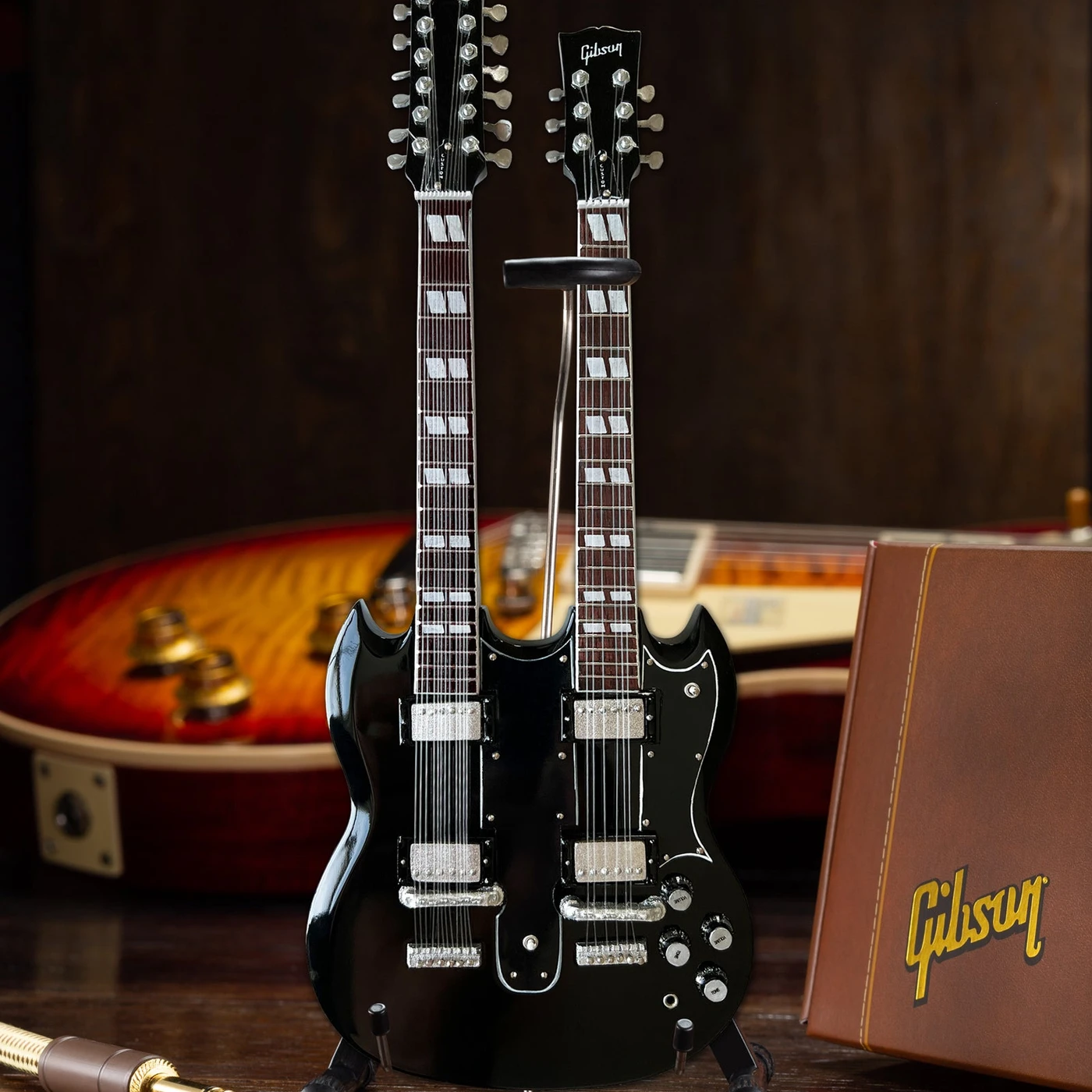 Axe Heaven Slash Gibson 1966 EDS-1275 Doubleneck - Aged Mini Guitar